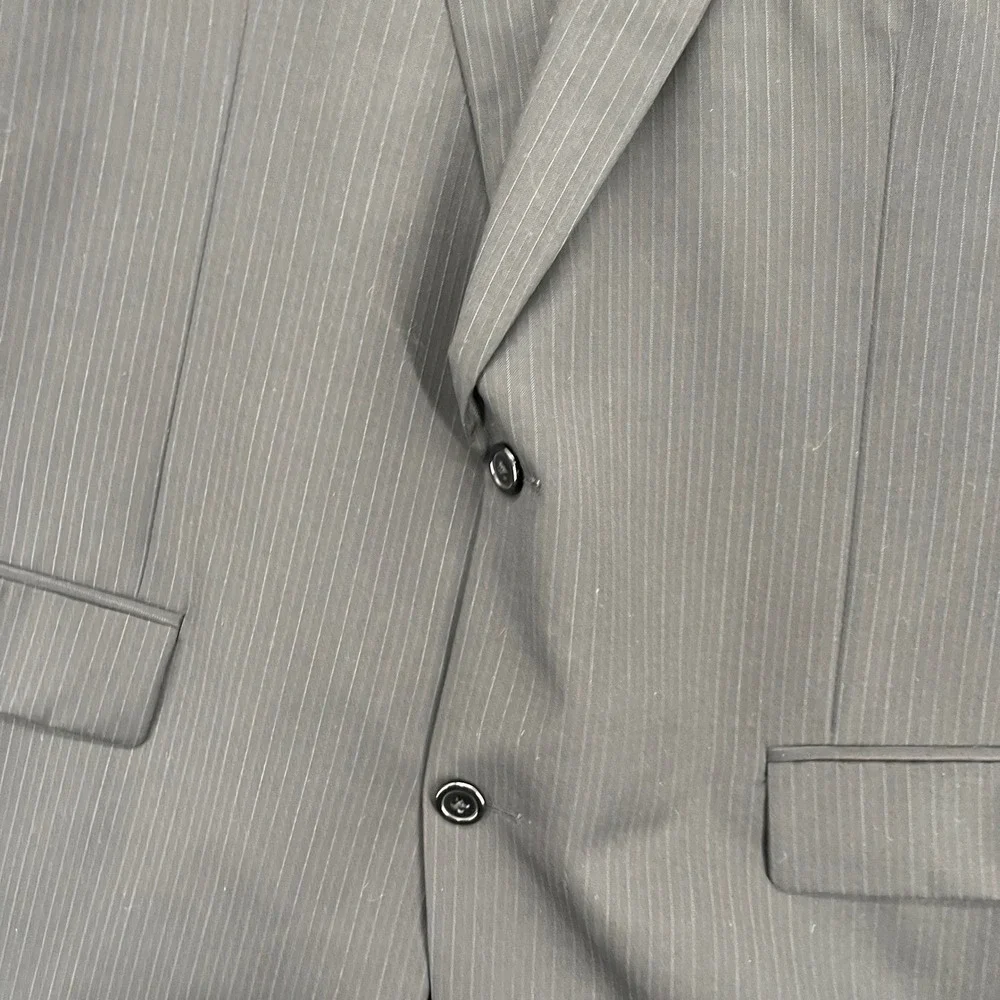 John Varvatos Blazer 42L Mens Pinstripe Black Two Button Suit Jacket